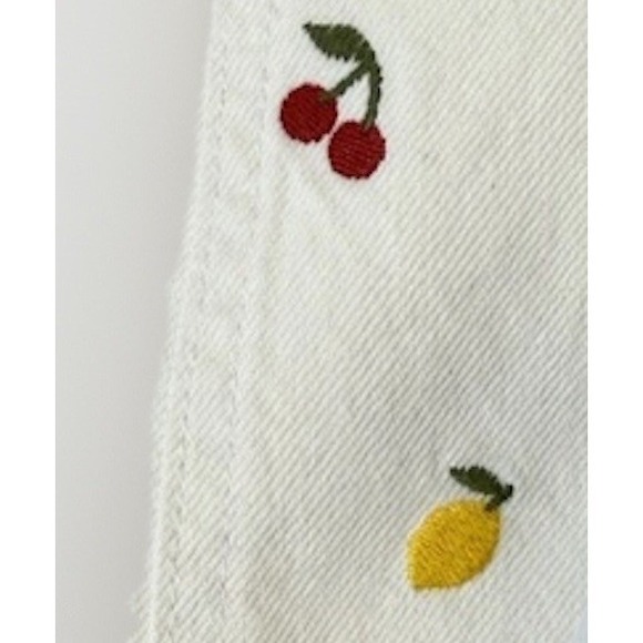 PacSun White Mini Fruit Citrus Berry Print Denim Shorts Women's Sz M Cottagecore - Picture 4 of 6